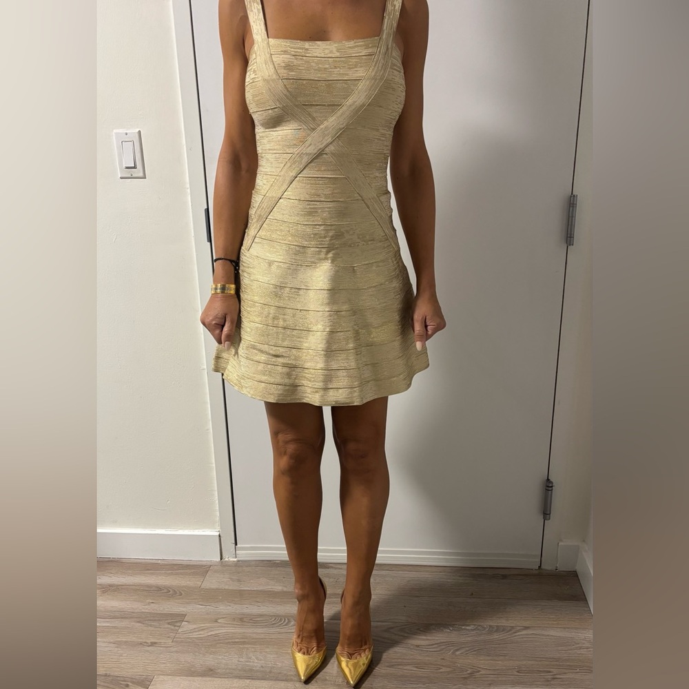 Herve Leger Gold Dress